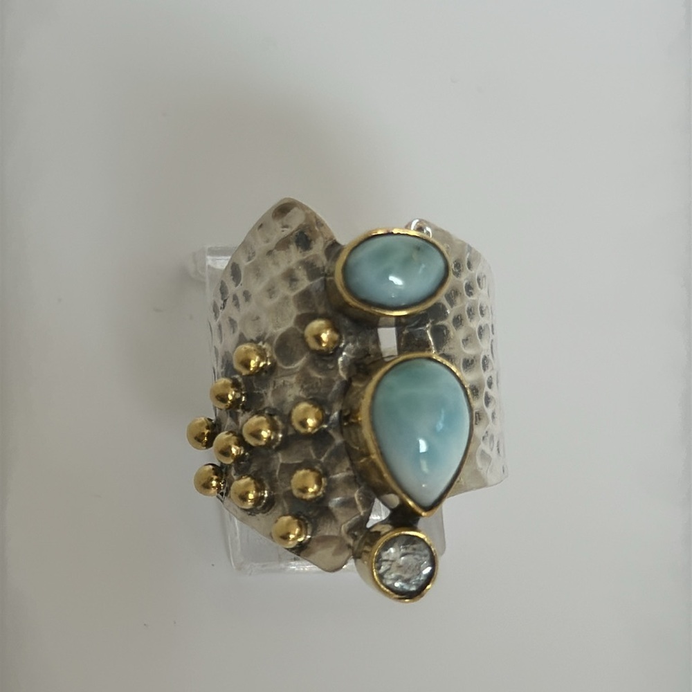 Elegant 925 silver turquoise white Topaz  stones
